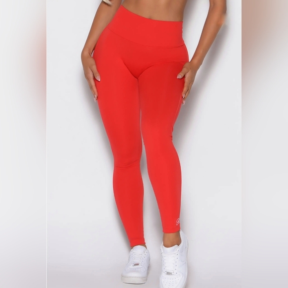 Bombshell Sportswear Cherry Red Smooth Leggings - Picture 1 of 11